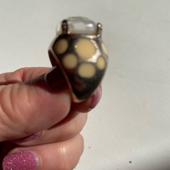 Mother of Pearl Inlay Clear Quartz Ring Size 7 - Picture 10 of 11